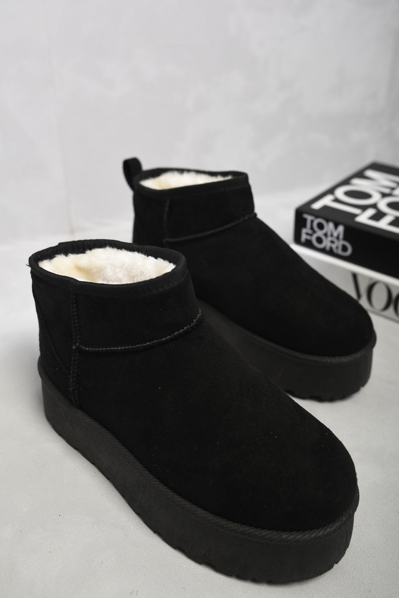 Faux Suede Ultra Mini Ankle Platform Boots