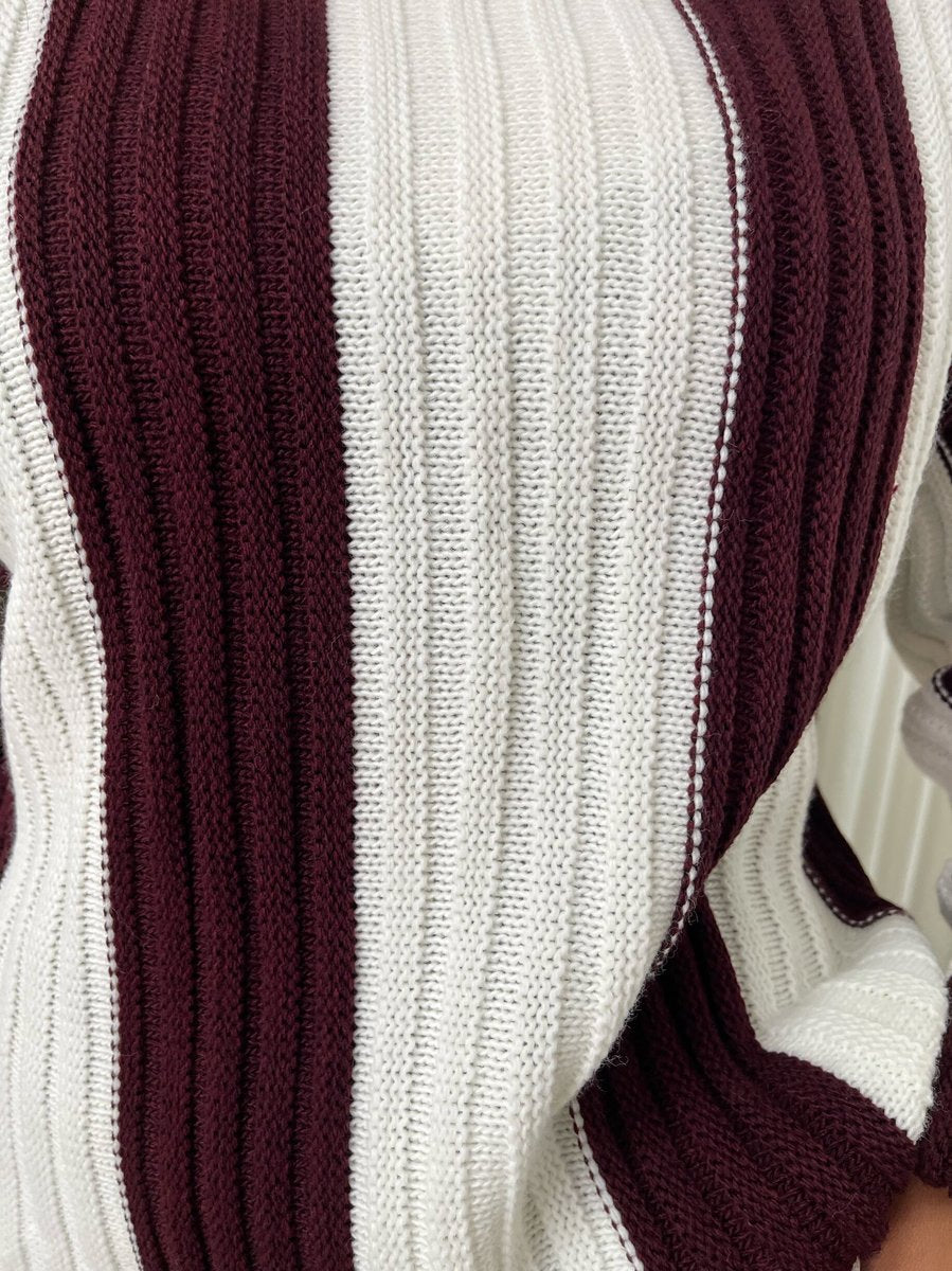 Roll Neck Stripe Knitted Jumper