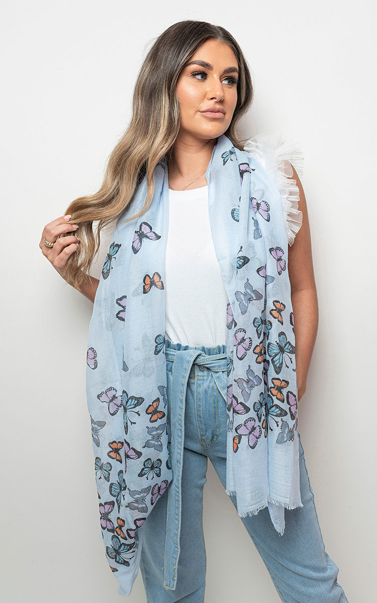 Butterfly Print Maxi Scarf