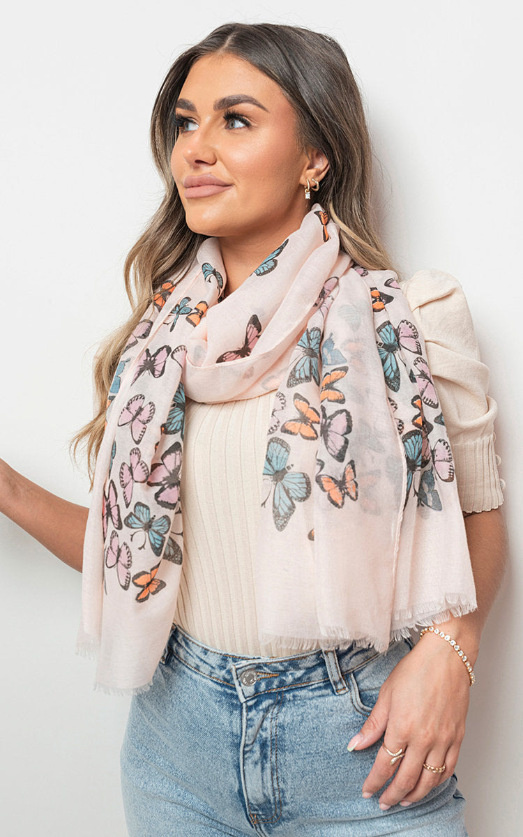 Butterfly Print Maxi Scarf