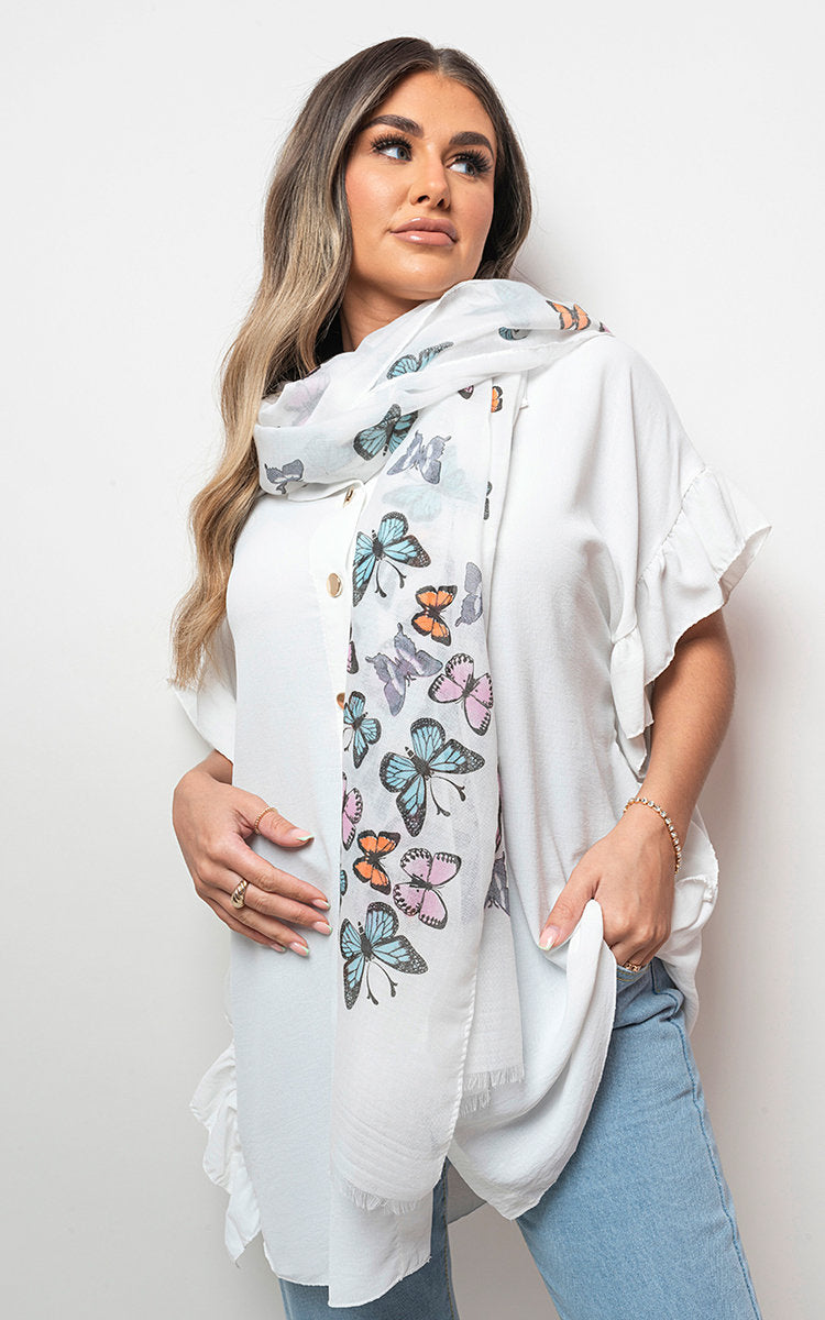 Butterfly Print Maxi Scarf