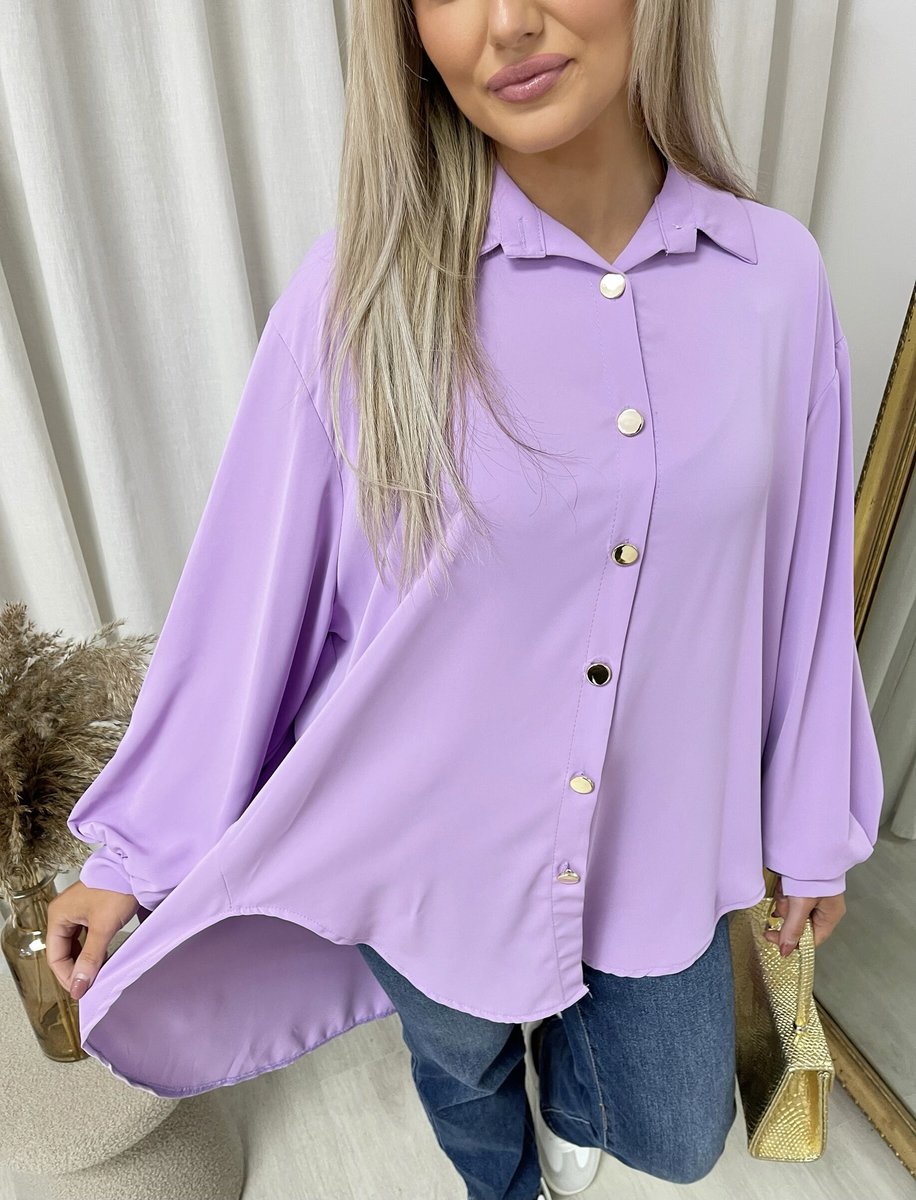 Oversized Collared Button Down Top