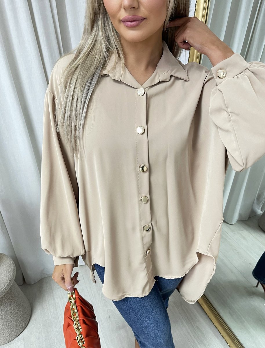 Oversized Collared Button Down Top