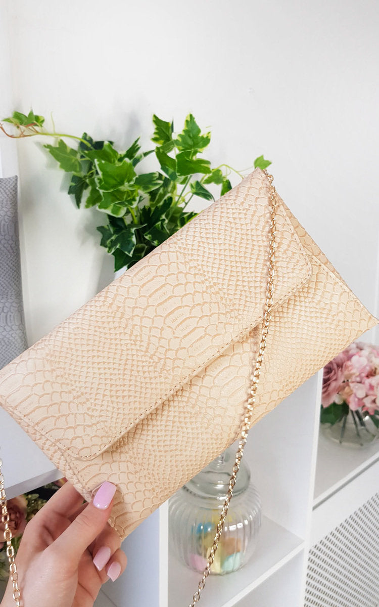 Faux Leather Envelope Clutch Bag