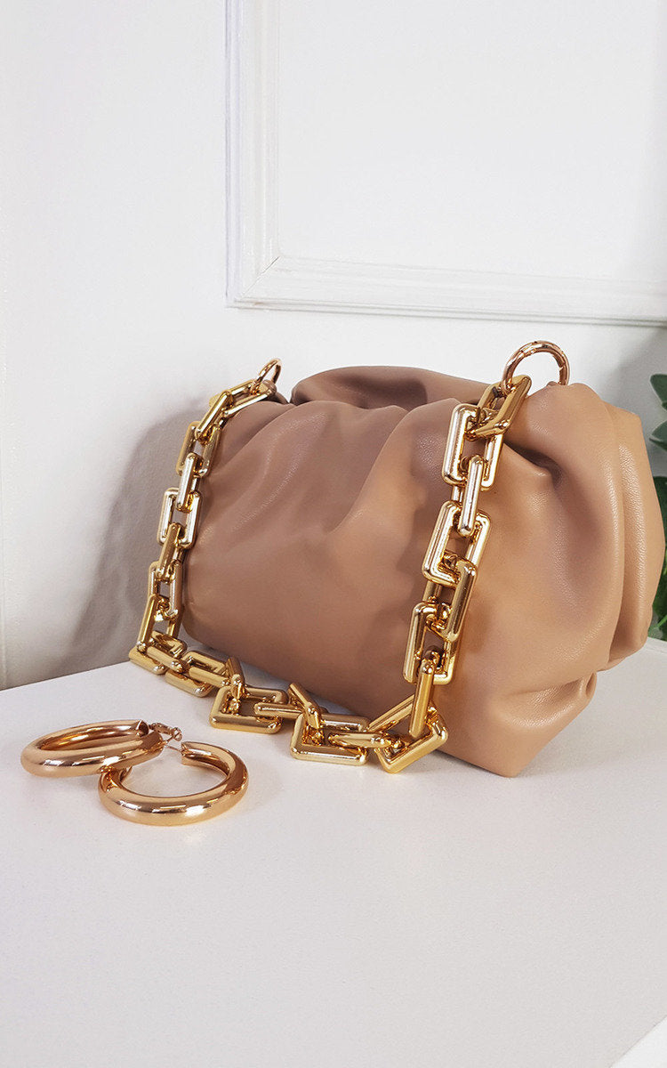 Faux Leather Chain Detail Bag